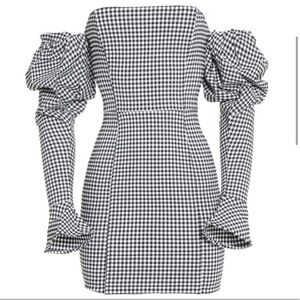 Naked Wardrobe Black and White Puff Sleeve Mini Dress